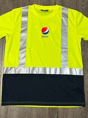 G&G Outfitters Pepsi Employee Shirt Size L Reflective High Visibility Zero Zone